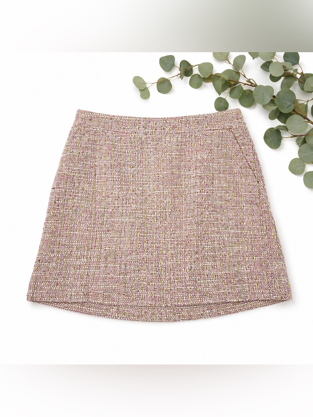 J.Crew Tweed Mini Skirt | Parisian-Inspired Pink & Green Flecked Spring